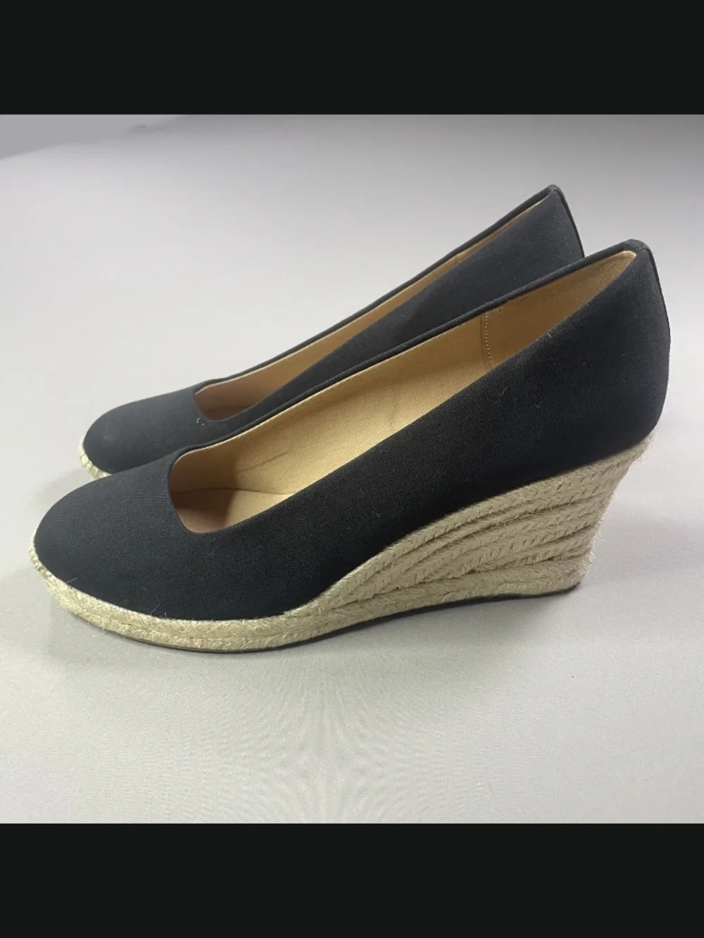 NEW J Crew Shoes Womens 8 black brown wedge heels jute preppy summer casual